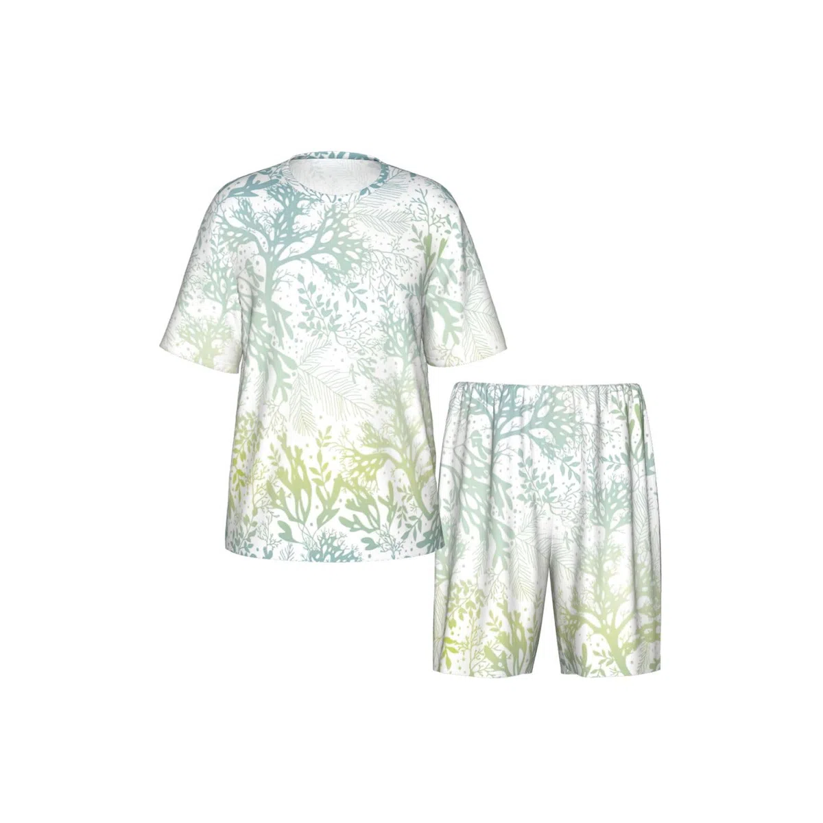 Ensemble de pyjama à manches courtes pour homme imprimé algues vertes bleu mer