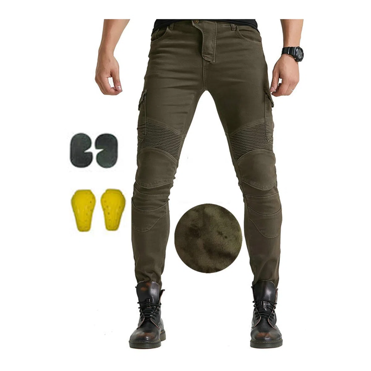 Pantalon de moto rembourré en peluche