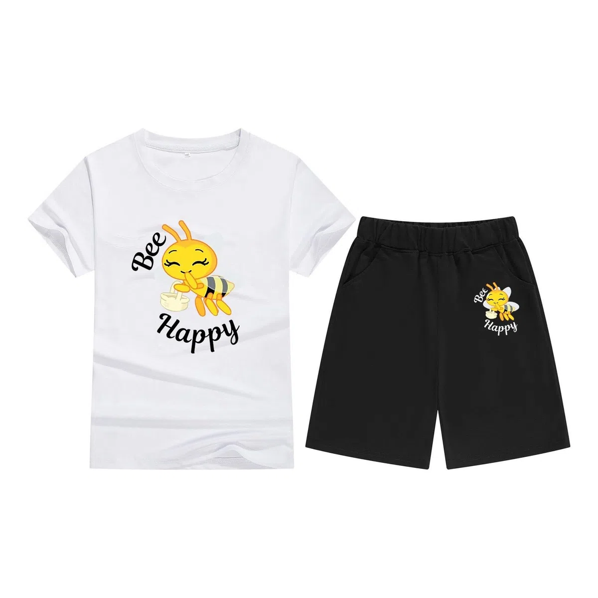 Ensemble Enfant, Deux Pièces Pour Enfants, T-shirt À Manches Courtes Et Col Rond, Imprimé Couleur, Confortable, Série Festival (2 À 13 Ans), Tendance Été 2025