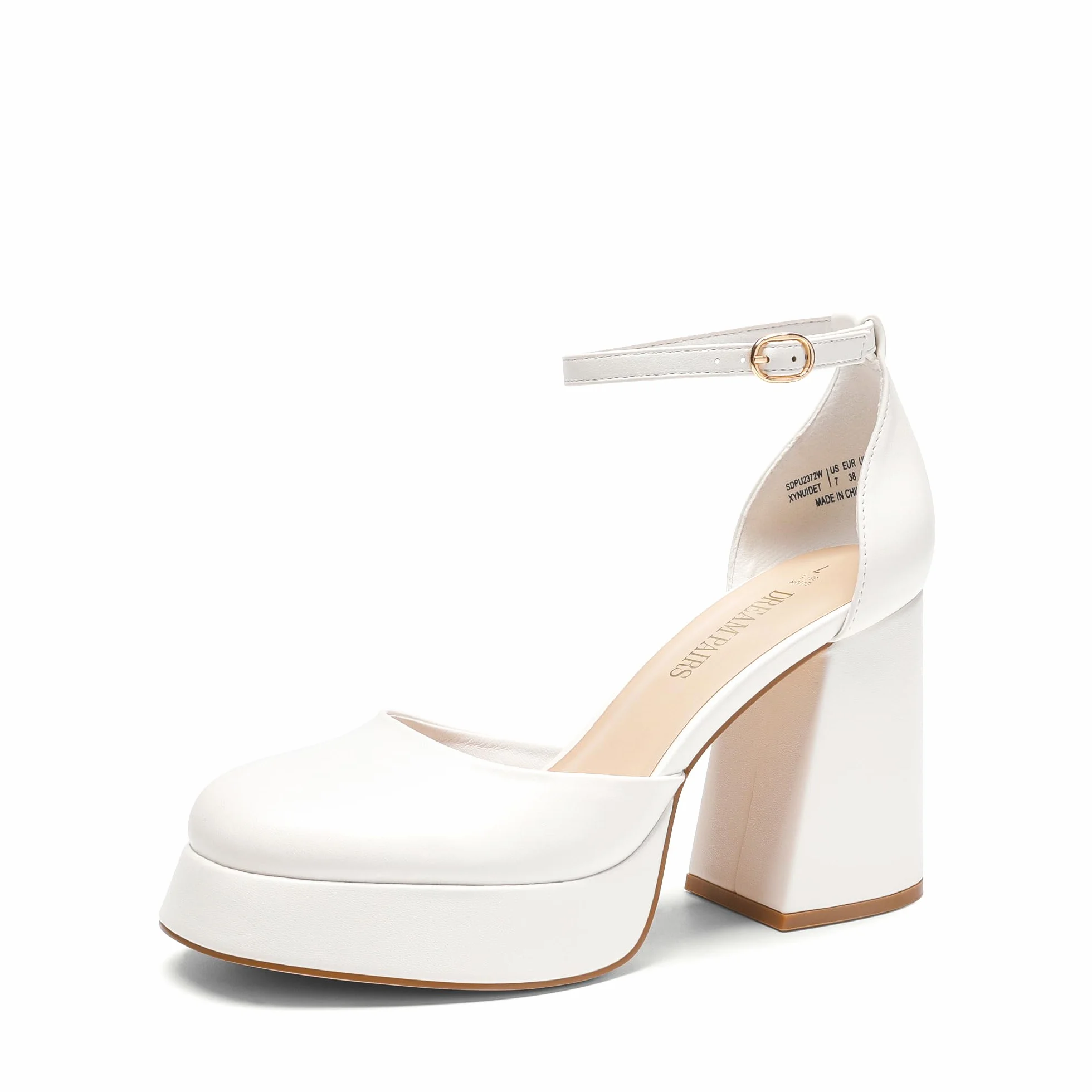 DREAM PAIRS Escarpins Femme Talon Haut Chunky avec Plateforme, Chaussures Habillées Confortables avec Bride Cheville pour Soirée ou Fête
