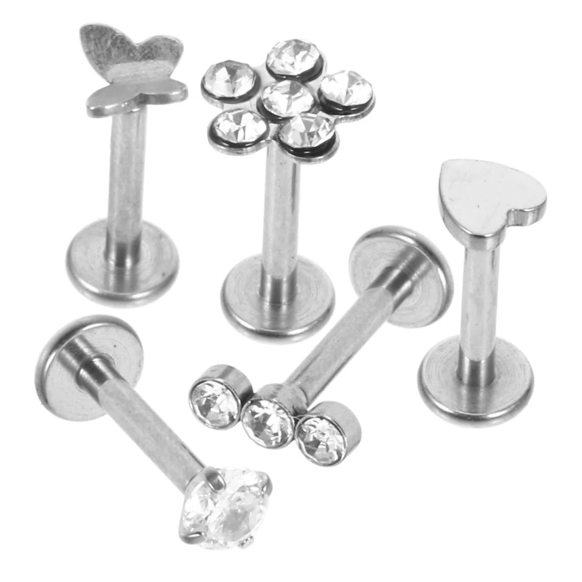 VICASKY Set de 5 Bijoux de Piercing en Acier Inoxydable Zirconium Argenté