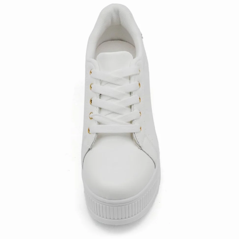 Chaussures Femme Gymnastique Baskets Sport Casual Plate-forme compensée Haute IF900-1 Blanc