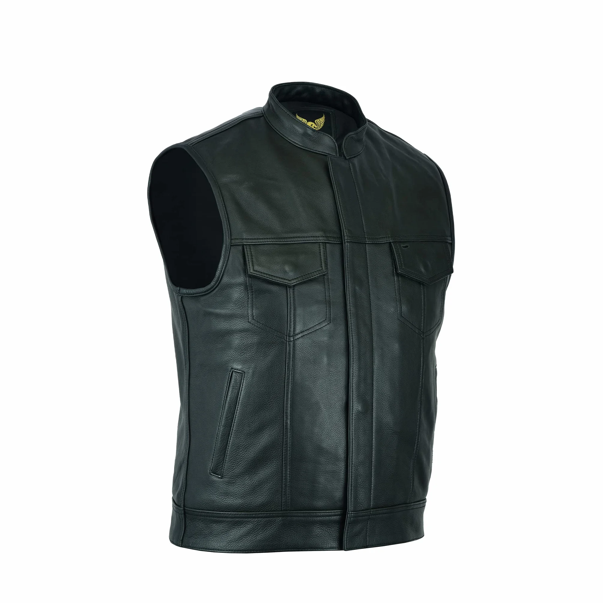 Leatherick Gilet de Moto en Cuir de Vache de qualité supérieure Anarchy pour Homme Noir