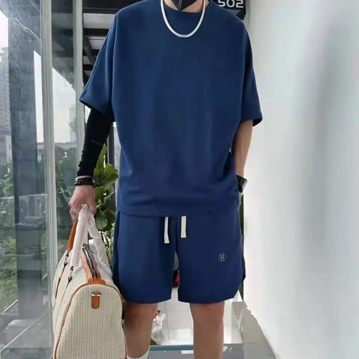 Ensemble Homme Hawaii Ensemble Homme Chic Et Élégant Été Été 2 Pièces Jogging Shirt Short Poches Bouton Lapel Jogging Survêtement Sweat Capuche Pantalon Sport pour Course Marche Quotidien