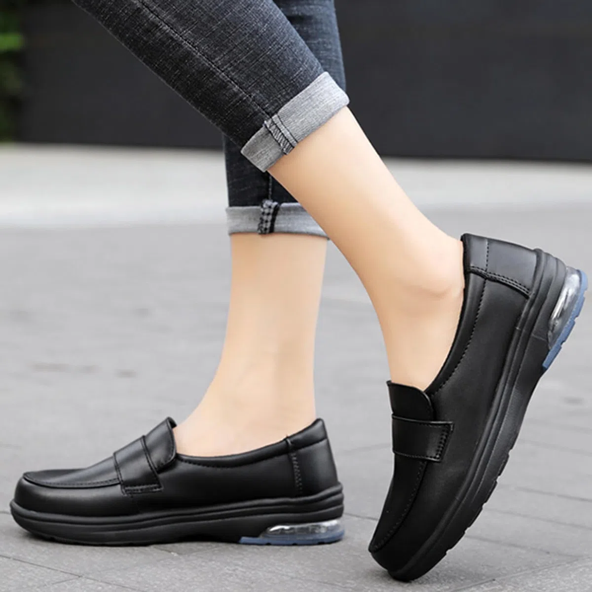 Women's Comfortable Working Nurse Shoes, Plus Size Slip-on Casual, Breathable Leather, Slip Resistant, Waterproof Walking, Orthotic Shoes