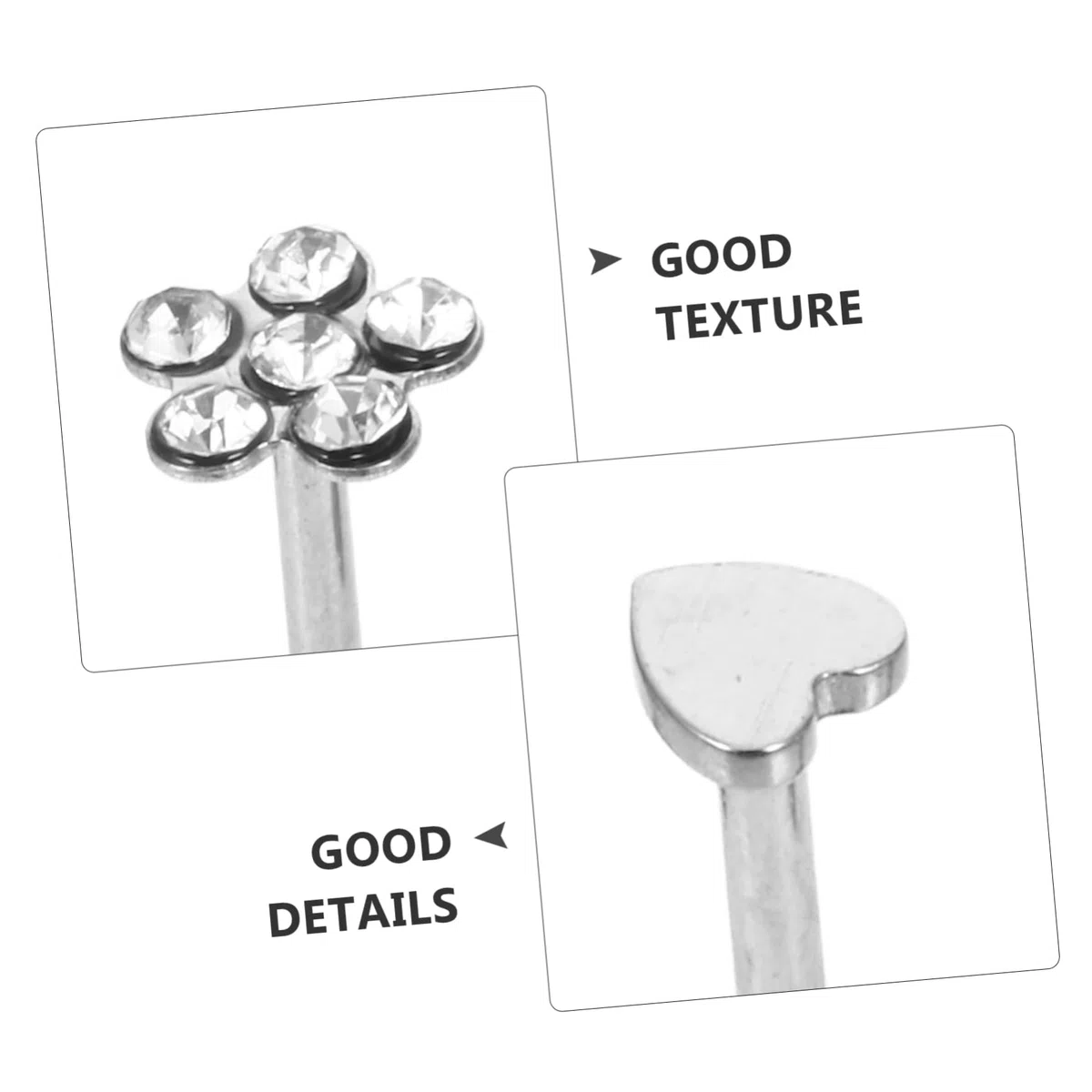 Set de 5 Studs de Piercing en Acier Inoxydable et Titane Argentés