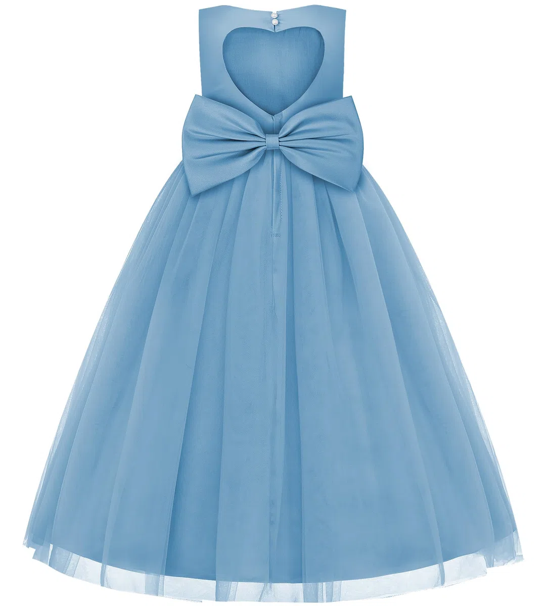 JerrisApparel Robe Fille Tulle sans Manches Dos Cœur Taille Perles Demoiselle Cérémonie Mariage Communion
