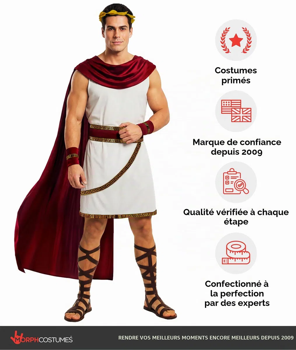 Morph Deguisement Dieu Grec Homme, Costume Antique Halloween Homme