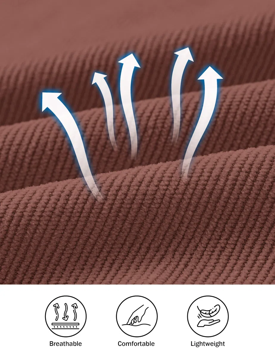 MoFiz Chemise en Velours Côtelé Homme Veste Chemise Boutonnée à Manches Longues Chaude Décontracté Haut Automne Hiver avec Poches