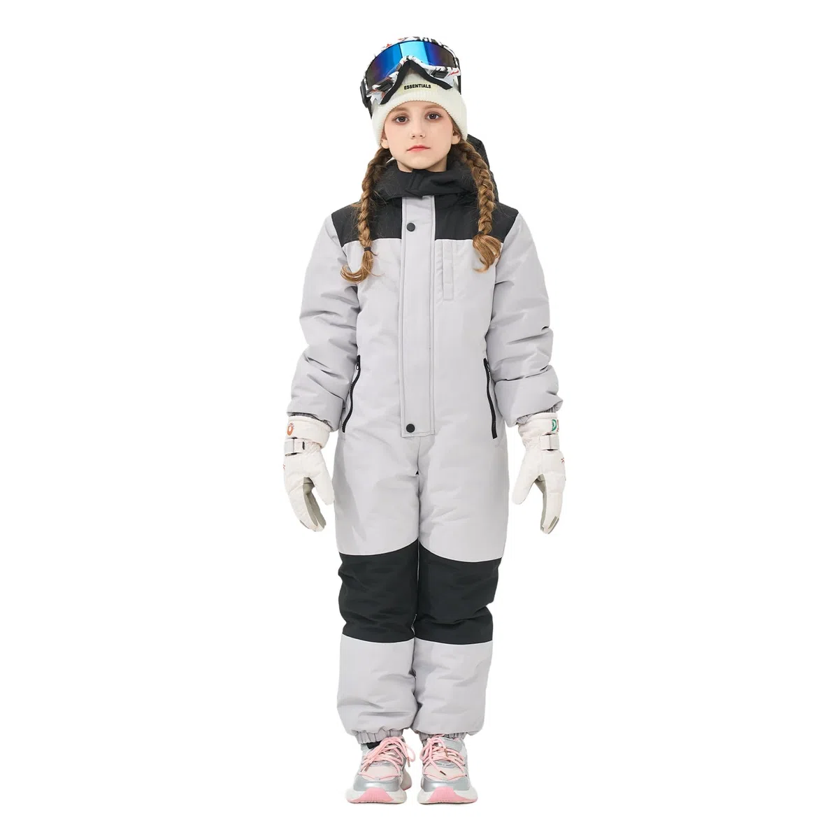 Owntop Combinaison de Ski Enfant - Combinaison Neige Imperméable et Coupe-Vent avec Capuche Amovible, Combinaison Pilote Chaude et Légère pour Fille et Garçon, Taille 98-128 cm, Unisexe