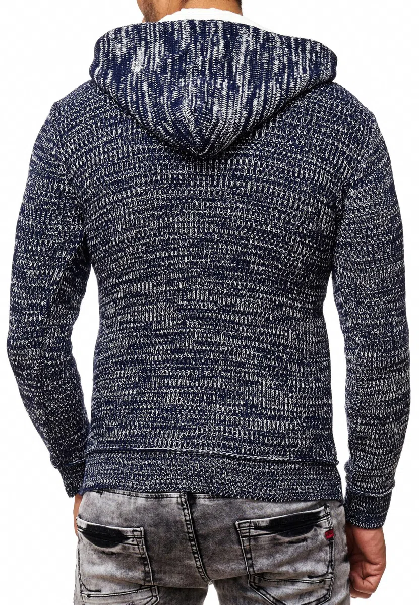 Subliminal Mode Pull Homme en Maille à Capuche Col Zippé - Style Basique - Pull Grosse Maille - Pull Over Tricoté Hiver Manches Longues - Idée Cadeau BX277