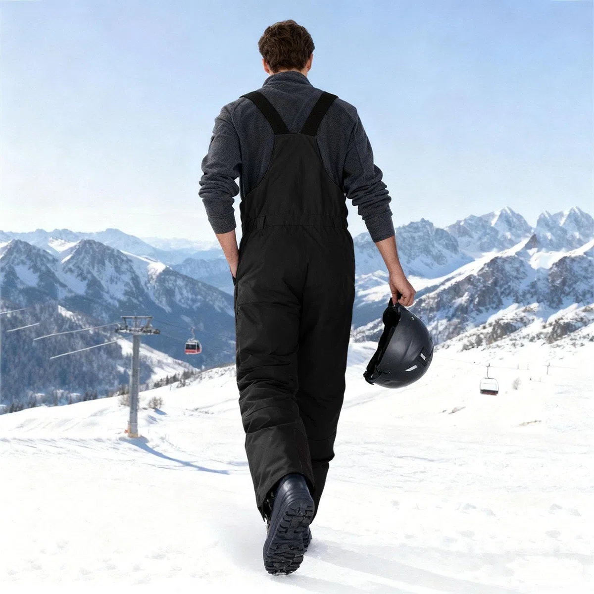 Pantalon de Ski Homme Grande Taille Salopette en Polaire de Ski Impermeable Pantalon de Snowboard RandonnéE Softshell Pantalons de Neige Chaud pour l'hiver Chaud Vêtements Salopettes et Combinaisons