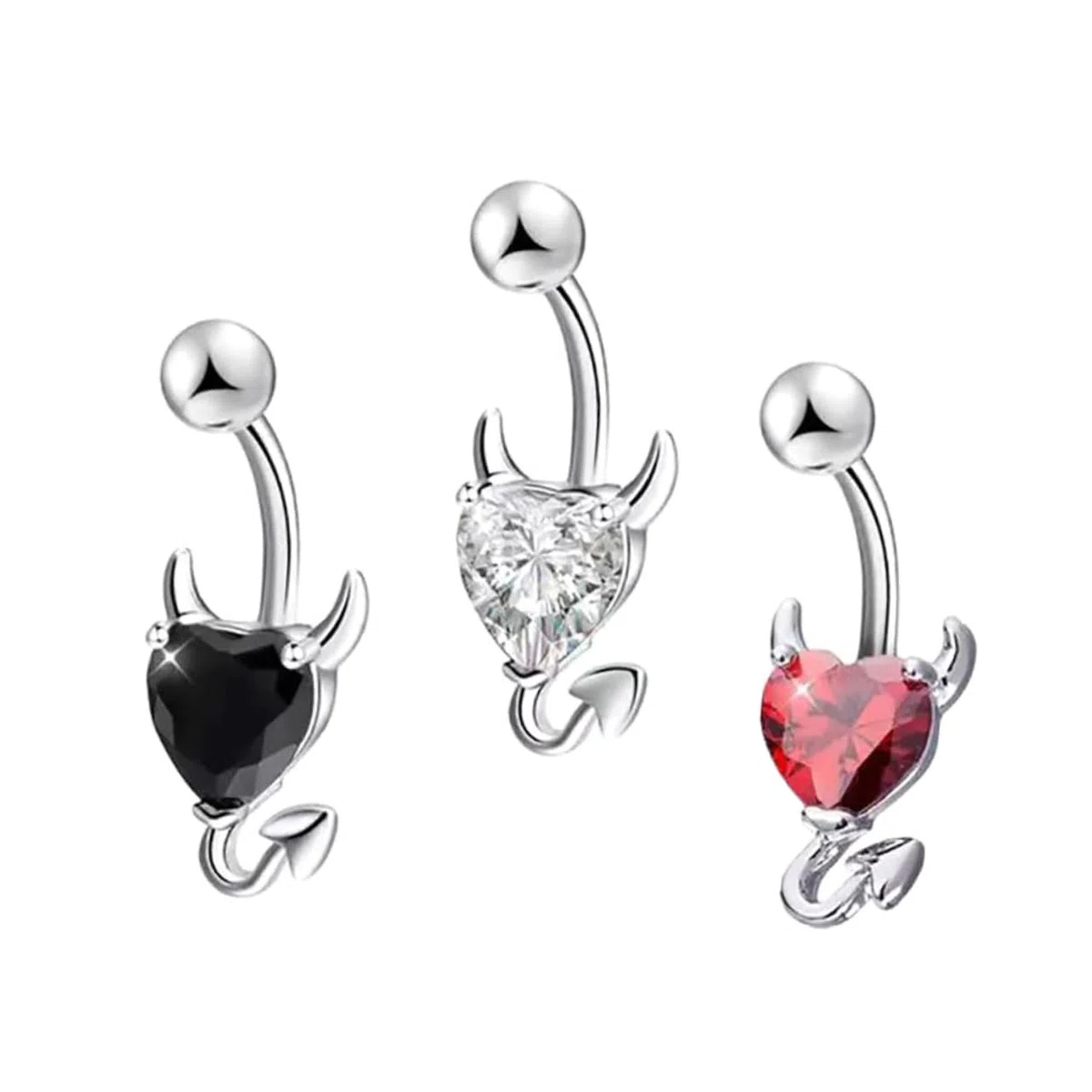 Beavorty Anneaux de Nombril 3pcs en Alliage Zircon, Bijoux de Ventre