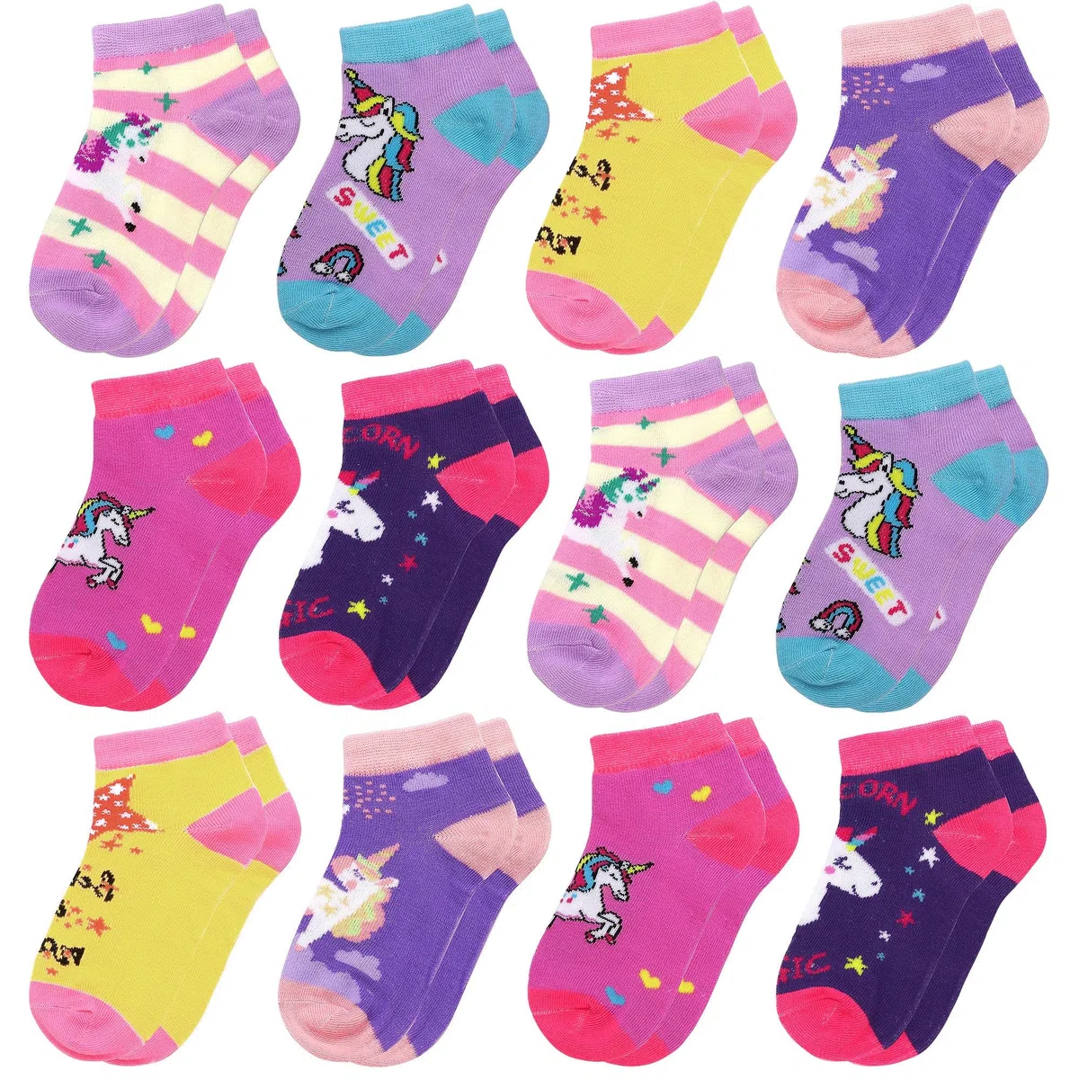 Falari Lot de 12 paires de chaussettes basses en coton doux pour enfant de 2 à 8 ans