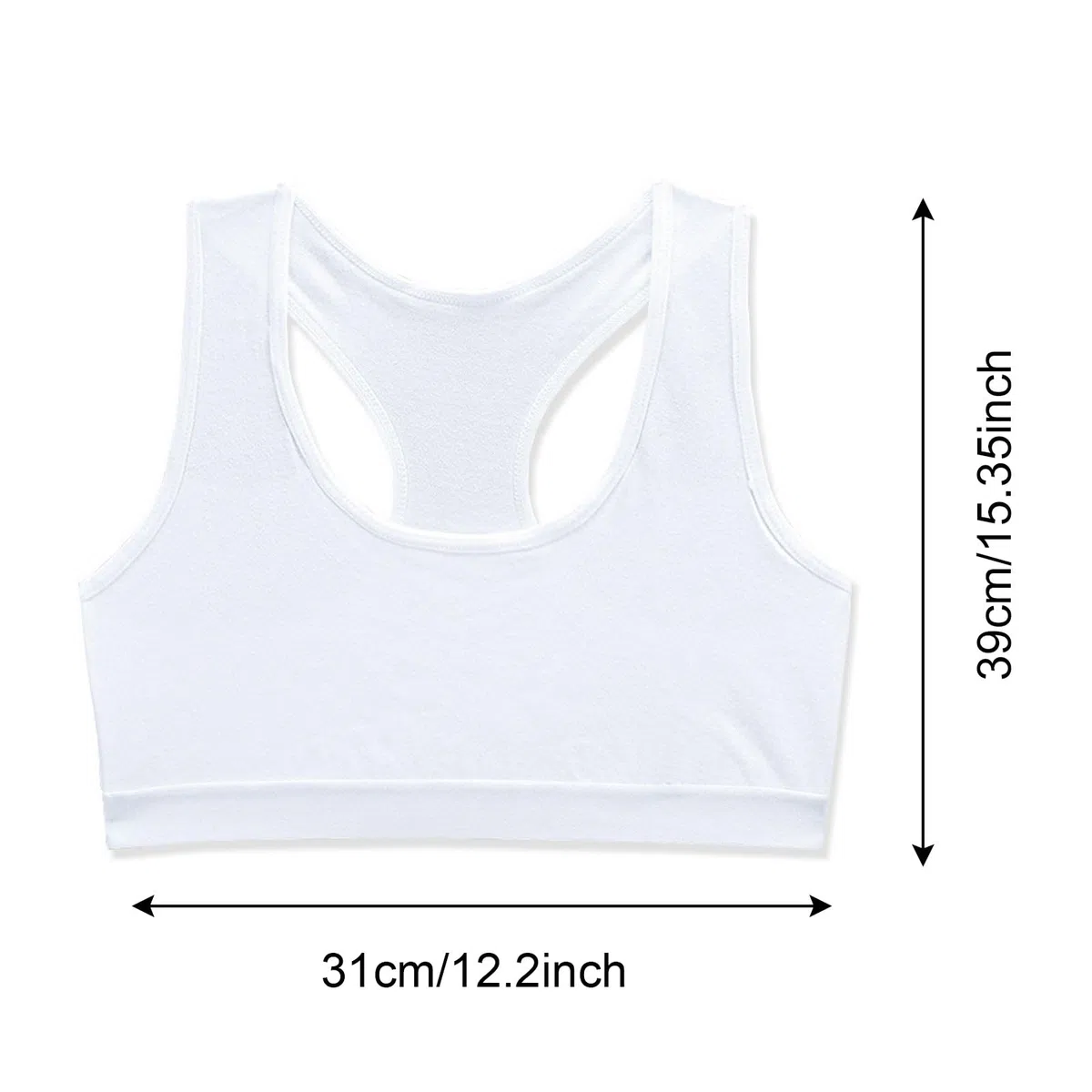 HXZASFG Lot de 3 Soutiens-Gorge pour Filles, Hauts Courts, Soutien-Gorge de Sport en Coton Doux, sous-vêtements pour Enfants, Soutien-Gorge d'entraînement Non rembourré pour Enfants de 8 à 14 Ans
