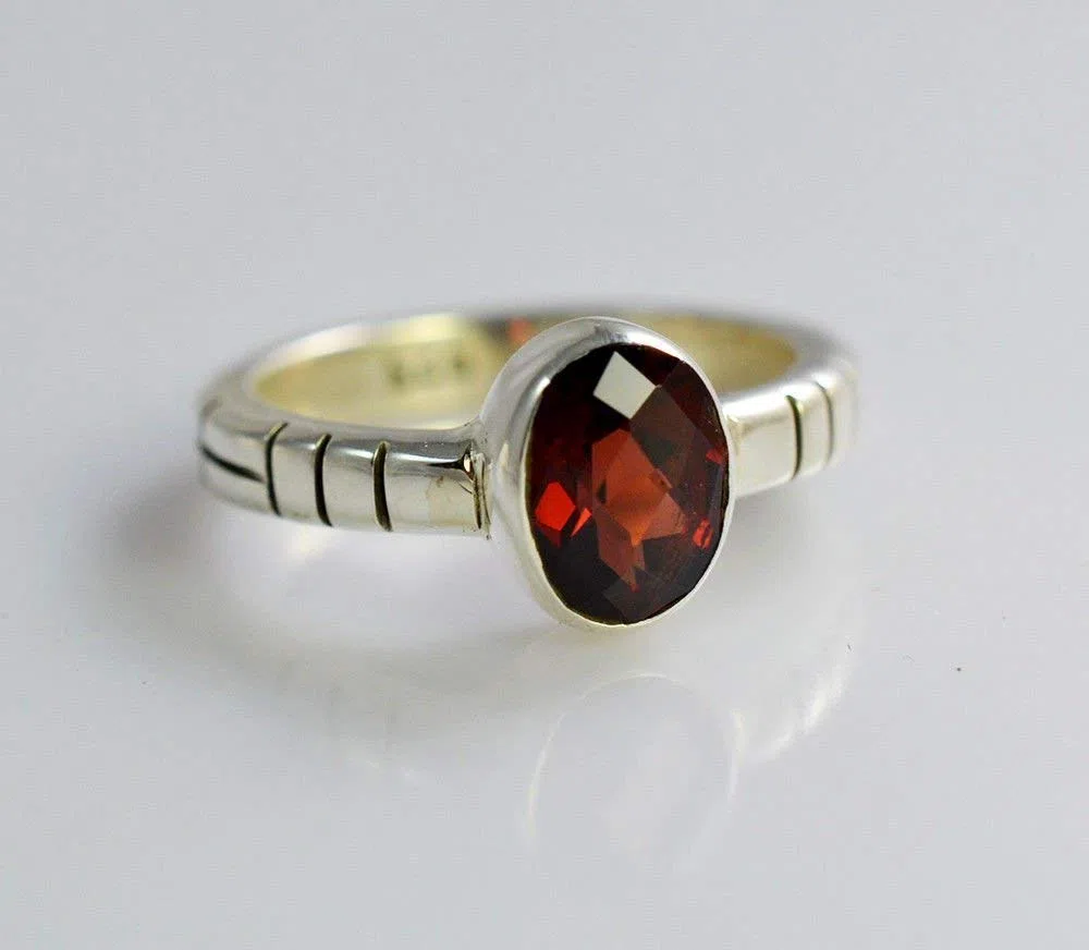 925 en argent sterling massif grenat fait à la main femmes bague tailles 44 à 64