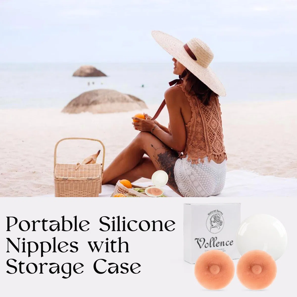 Vollence Mamelons adhésifs en silicone réutilisables pour mamelons - - Taille unique