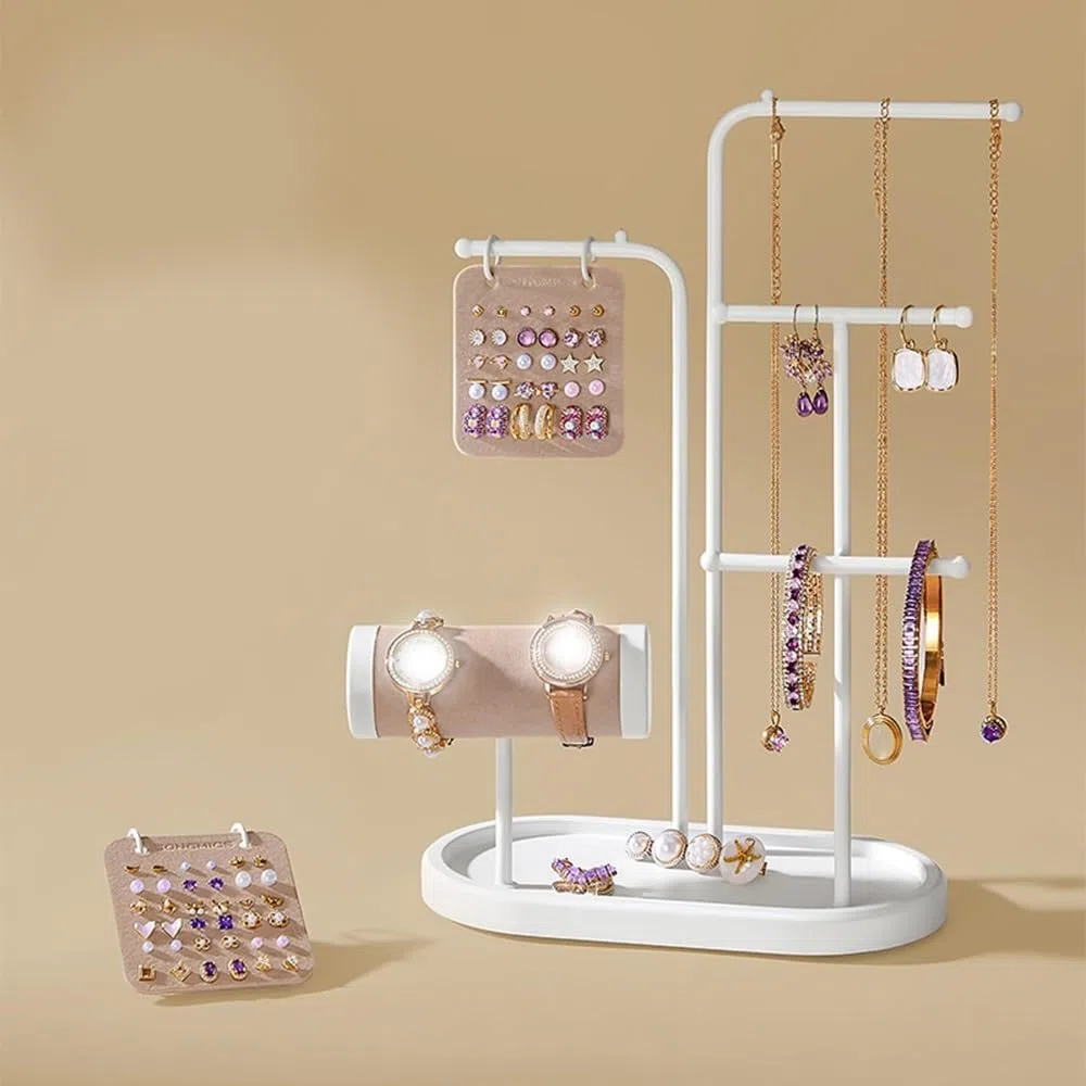Porte-Bijoux Organisateur de Bijoux Multifonctionnel, Support en Fer for Colliers, Boucles d'oreilles, Montres et Bracelets | Gold