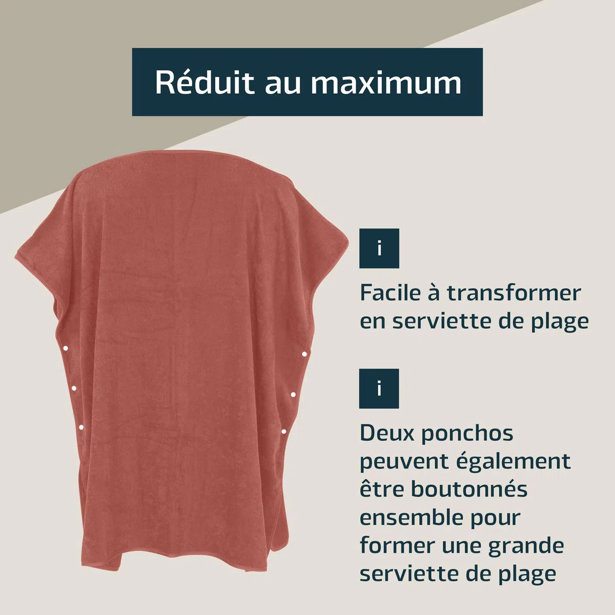 Serviette de Bain/Poncho pour Adultes Femmes et Hommes comme Aide au Changement, Poncho de Surf, Serviette - en 100% Coton en Qualité Éponge, Absorbant et Doux
