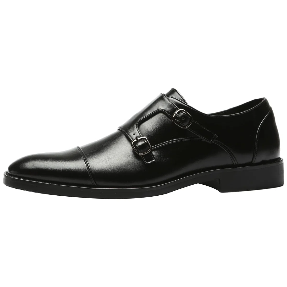 ANUFER Gentilhomme Intelligent Cap Orteil Double Boucle Chaussures de Moine Faux Cuir Formel Chaussures Habillées