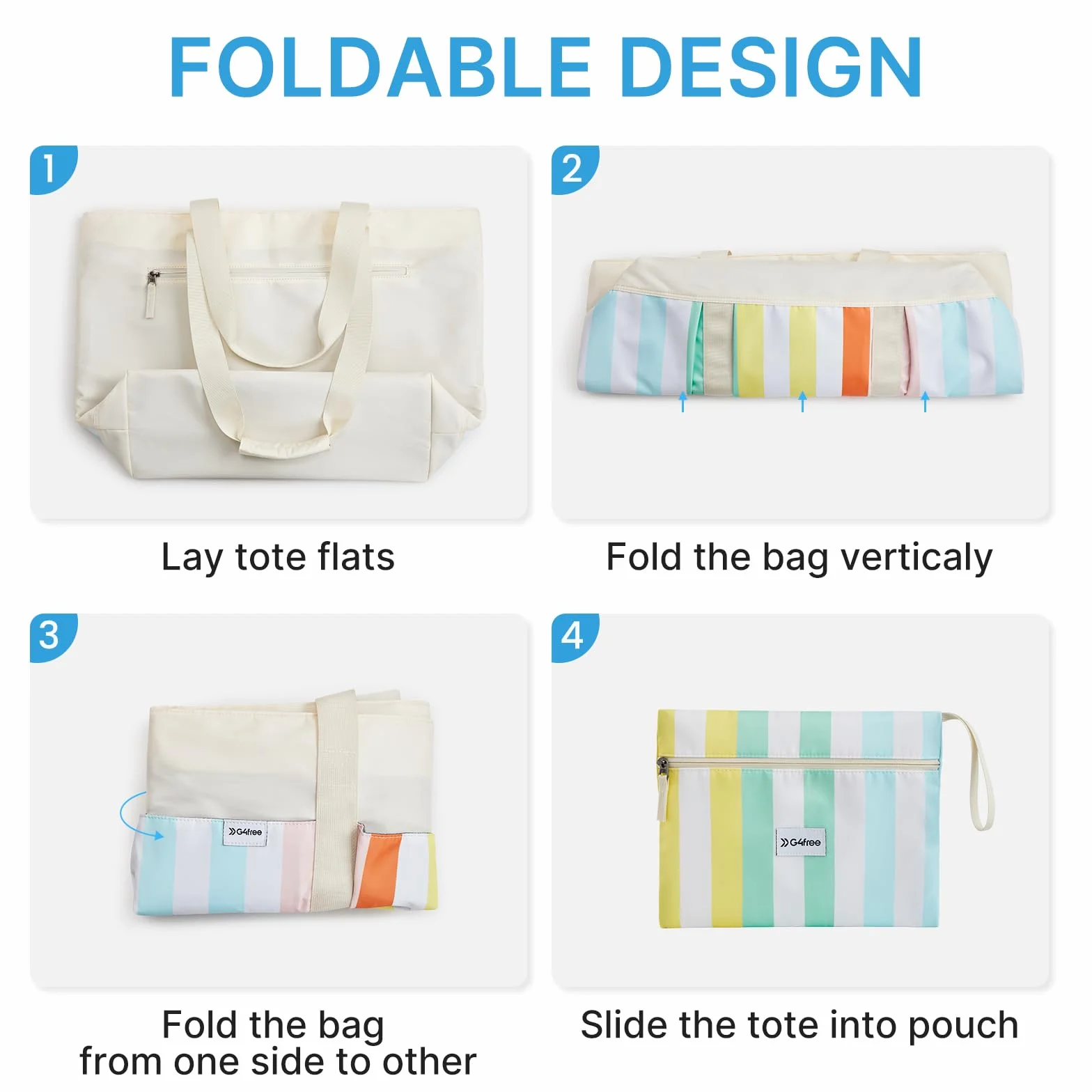 G4Free Sac de plage, sac de plage imperméable pour femme, compatible avec tasse Stanley, pliable pour les voyages en week-end | Compatible avec la tasse, grande capacité, anti-sable, pliable pour le week-end, les voyages, la natation