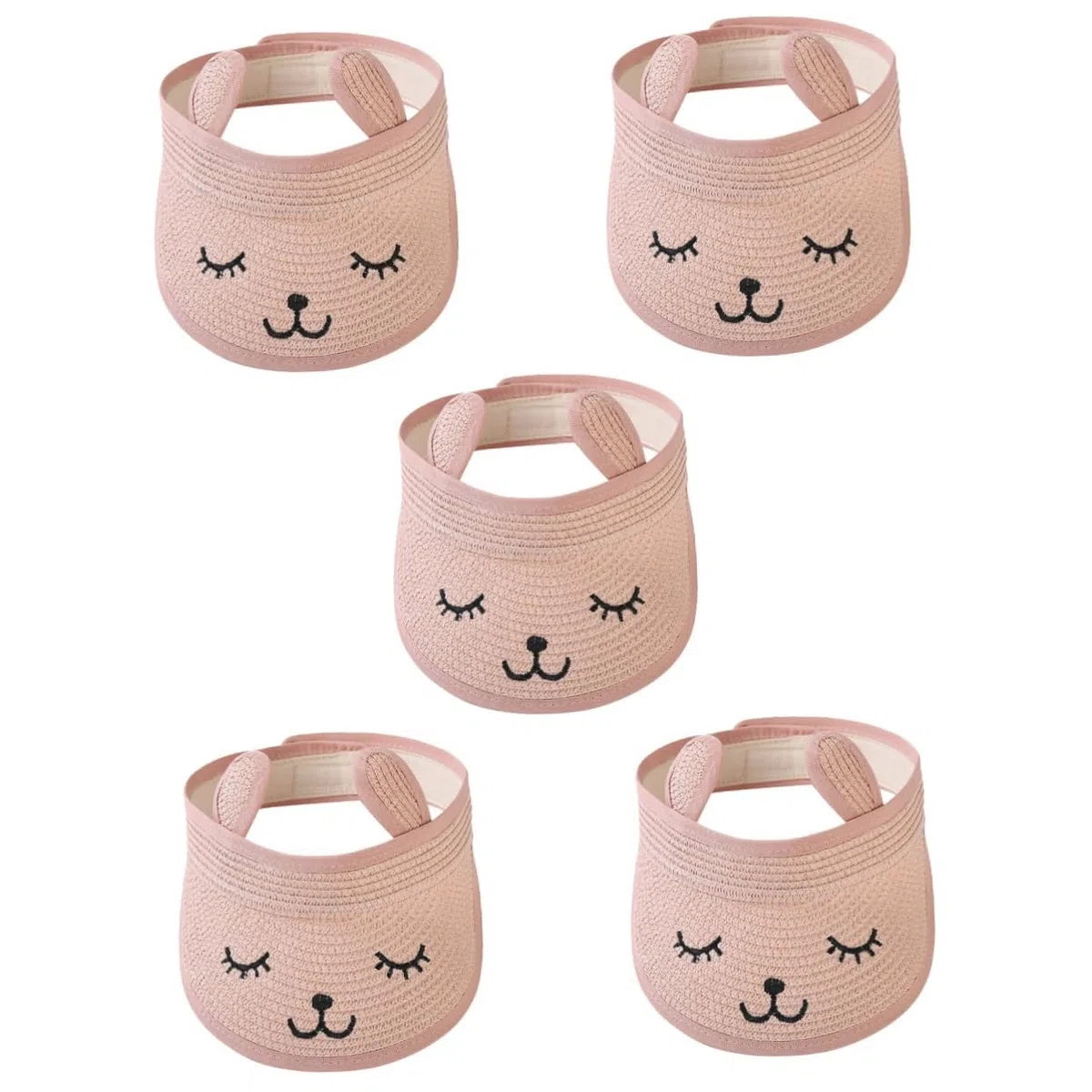 Beaupretty Lot De 5 Chapeaux De Soleil en Paille pour Enfants Et Femmes Visière De Protection Solaire Pliable À Bord pour Le Sport Idéal pour L'Extérieur Rose