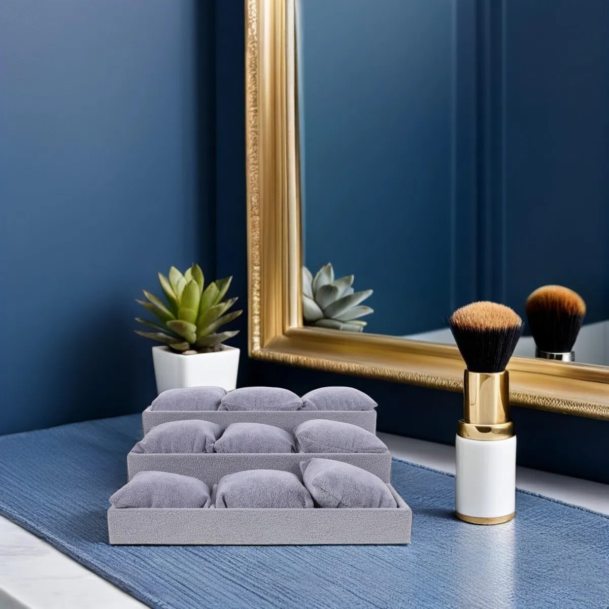 PACKOVE Plateau à Bijoux en Velours 3 Niveaux, 9 Compartiments