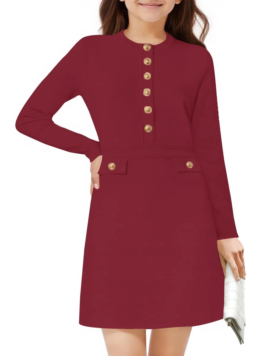 Haloumoning Robe pull à manches longues pour filles de 5 à 14 ans
