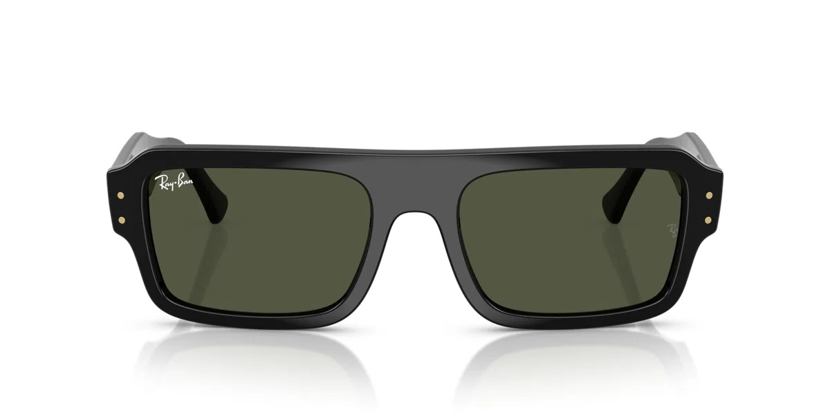 RAY-BAN Lunettes de soleil rectangulaires unisexes à verres verts avec protection UV – 0RB445466773153