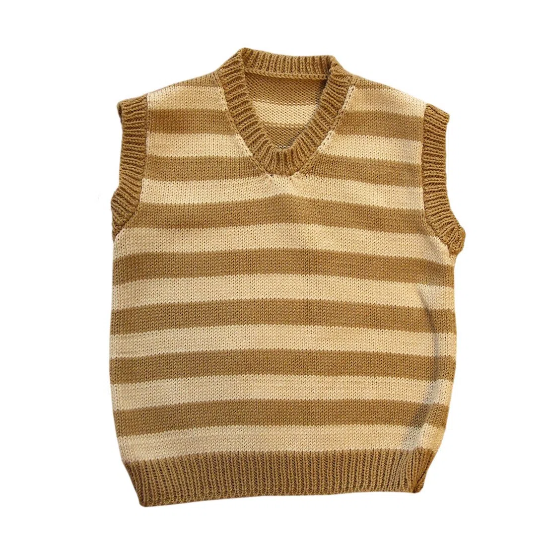 100 % Laine de mérinos Gilet Tricoté Bébé Nourrisson Bambin Enfants Rayé, - Brown-Beige, 1 - 6 mois