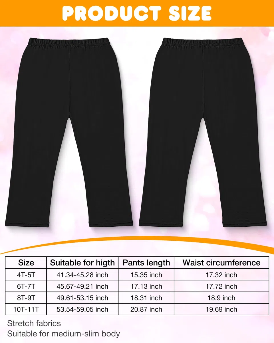 Lot de 6 leggings capris pour filles - Legging court d'été pour l'école