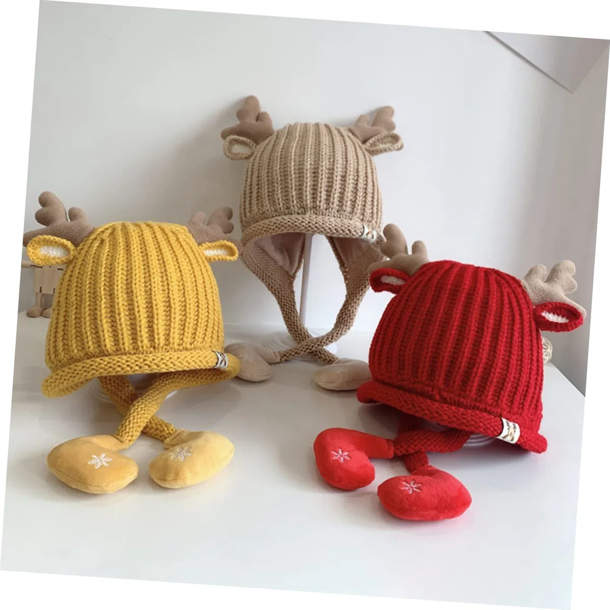 GALPADA 3 Pièces Bonnet Tricoté Bonnet De Noel en Tricot Chapeaux d'hiver pour Enfants Chaud Enfant Casquette De Noël pour Enfants De Noël Acrylique Nouveau Née Wapiti Pull
