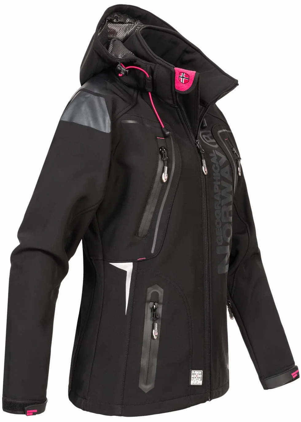 Geographical Norway Tislande Femme - Kapuzen-Softshelljacke Femme Étanche Extérieur - Coupe-Vent Veste - les Activités Randonnée Ski Automne Hiver Printemps