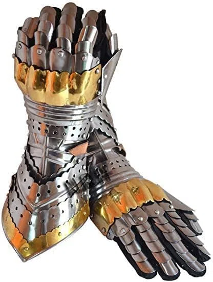 Gantelets de Style Chevalier en métal Gants d'armure de gobelet entièrement Fonctionnels