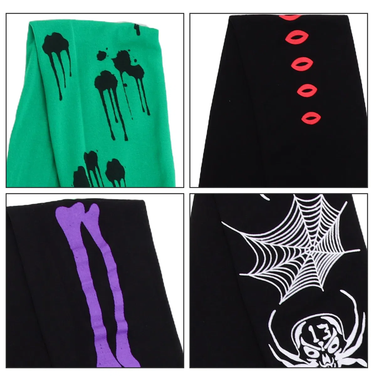 SEWACC 12 Paires Chaussettes Hautes Halloween à Motifs Horreur pour Filles, Bas Respirants en Fibres Acryliques, Élasticité et Confortables pour Cosplay et Fêtes