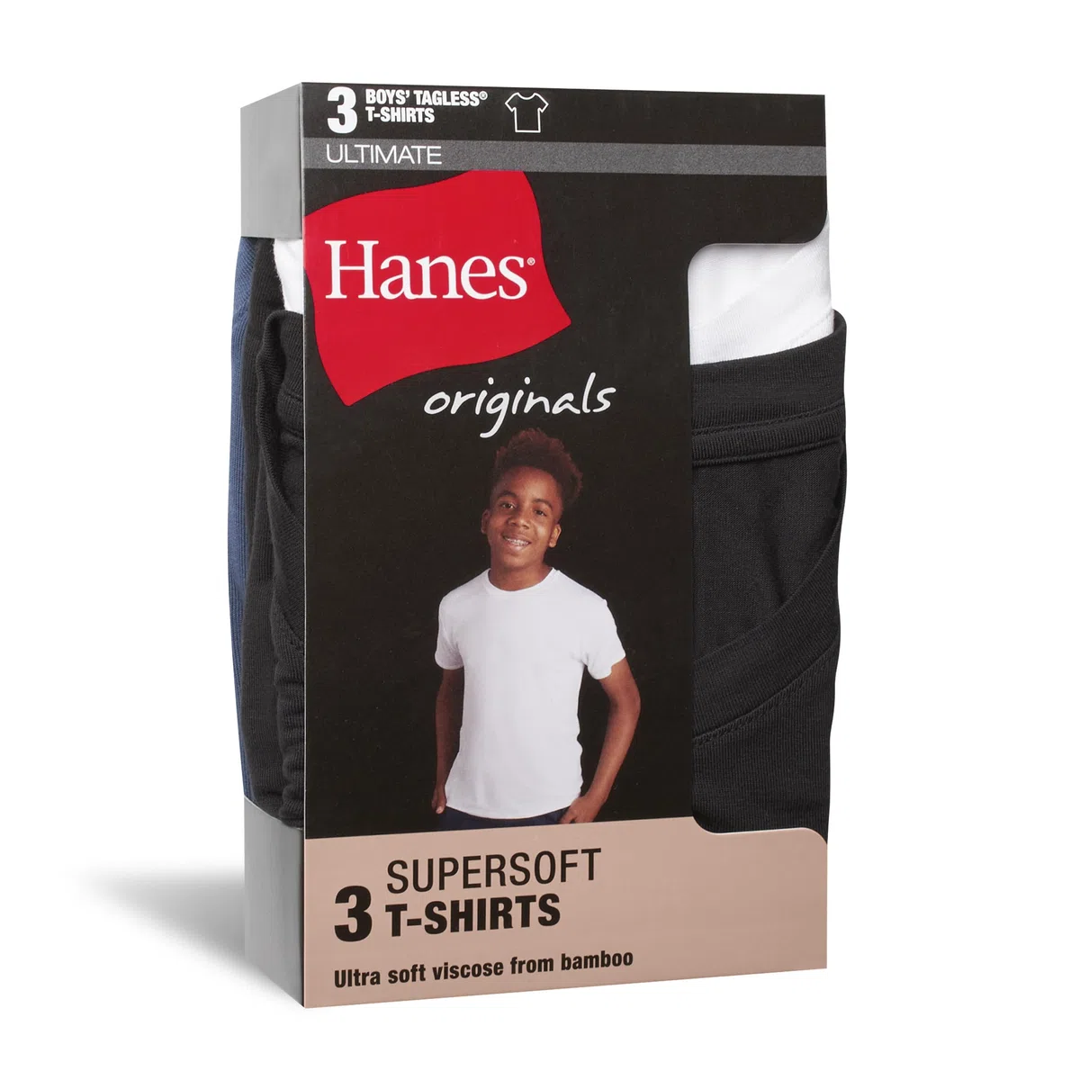 Hanes Originals Lot de 3 t-Shirts Super Doux pour garçon, évacuation de l'humidité