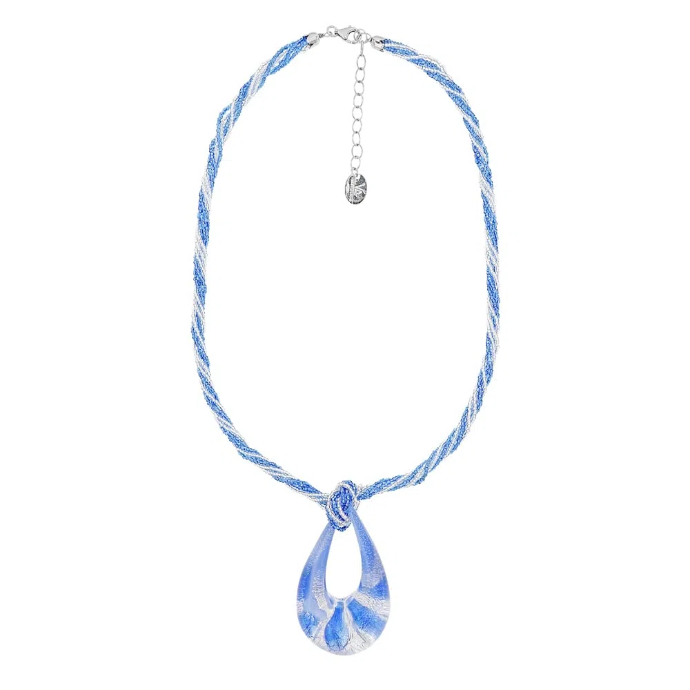 Venetiaurum - Collier ras du cou pour femme avec pendentif goutte en verre de Murano original et argent 925 - Bijou Certifié Made in Italy