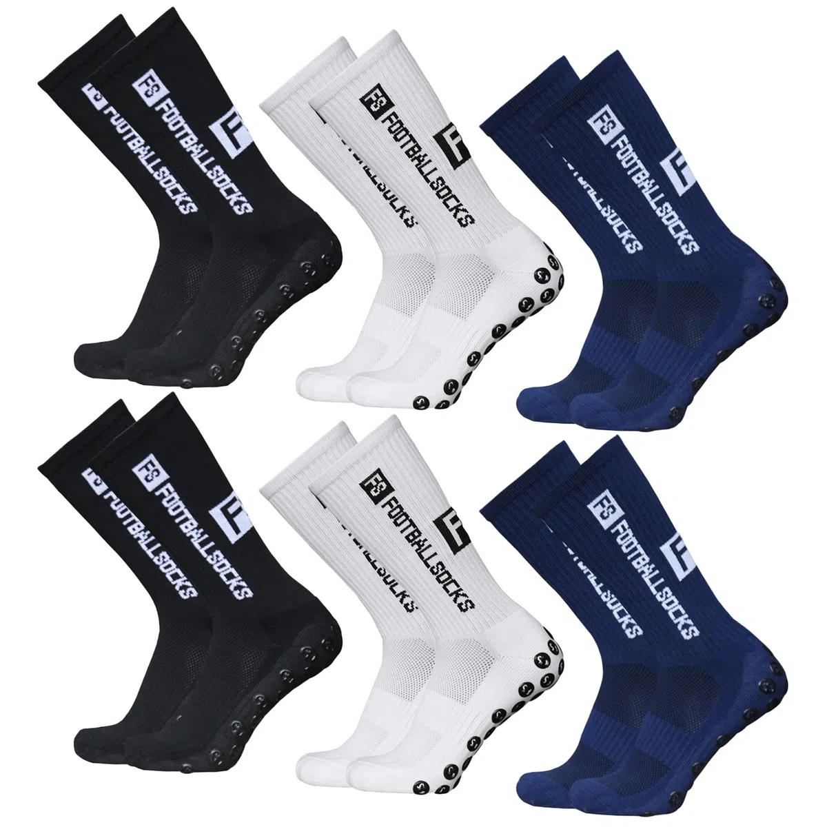 Lixada Chaussettes de Football pour enfant Chaussettes de Sport en Plein Air Compression Chaussettes Sportives Chaussettes Antidérapantes avec Poignées - 3/6 Paires (39-46)