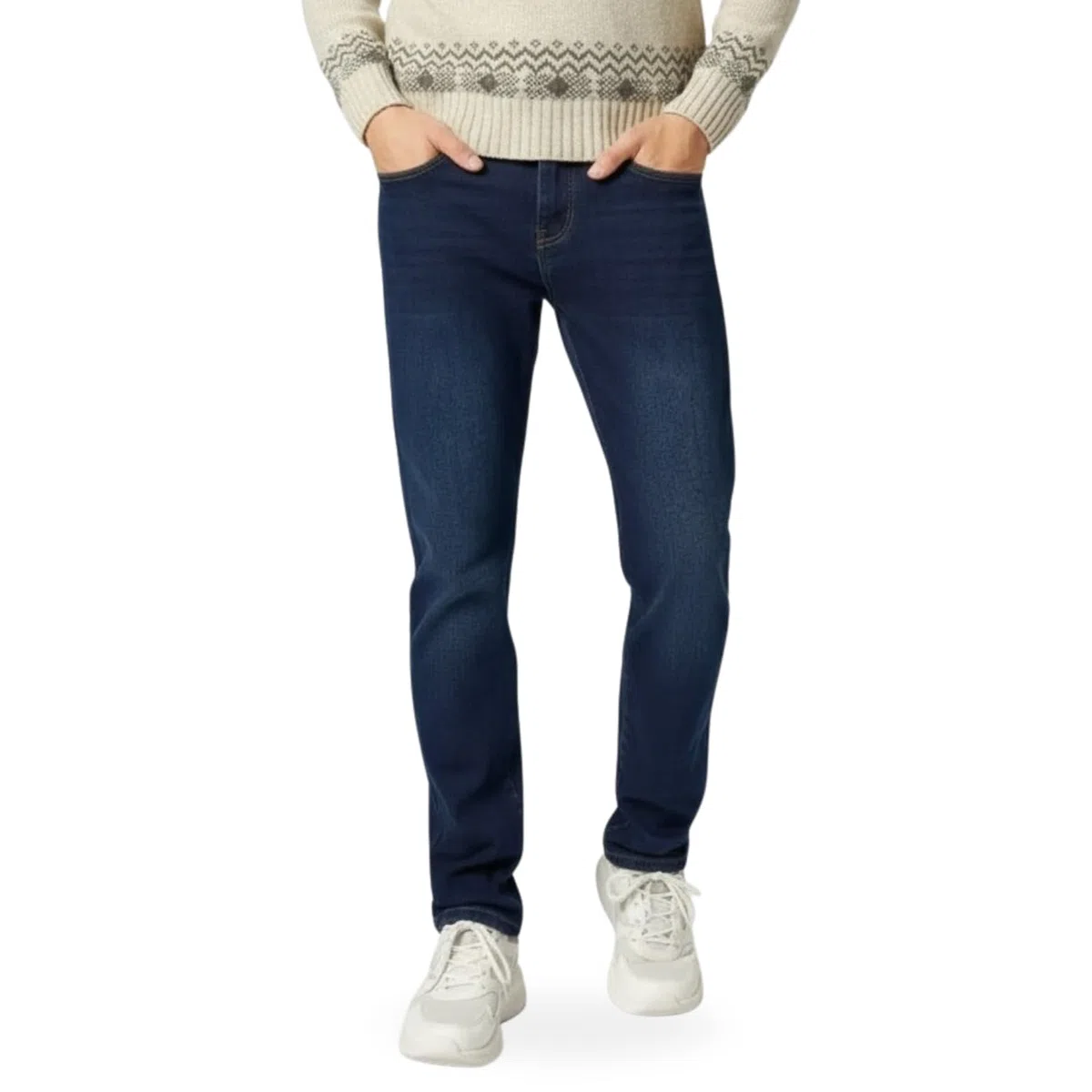 TONY BACKER - Jeans molletonnés pour Homme, Pantalon rembourré pour Homme avec Polaire, Chaud pour l'hiver, Jeans élastiques Thermiques Confortables et Polyvalents pour Le Travail, Les Loisirs, Bleu