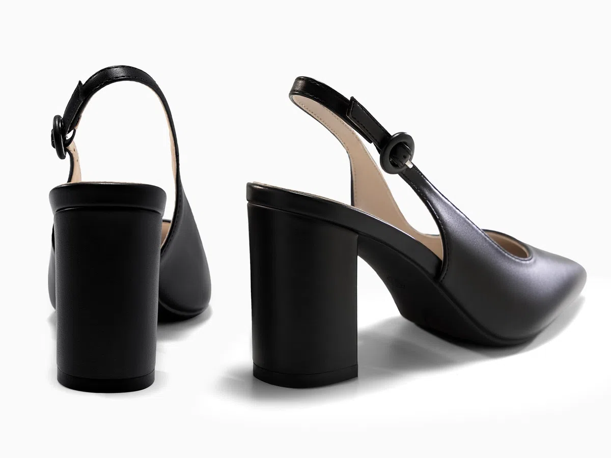 Coutgo Escarpins Femme à Bout Pointu, Talon Bloc Slingback, Chaussures à Enfiler pour Travail, Soirée et Cérémonie
