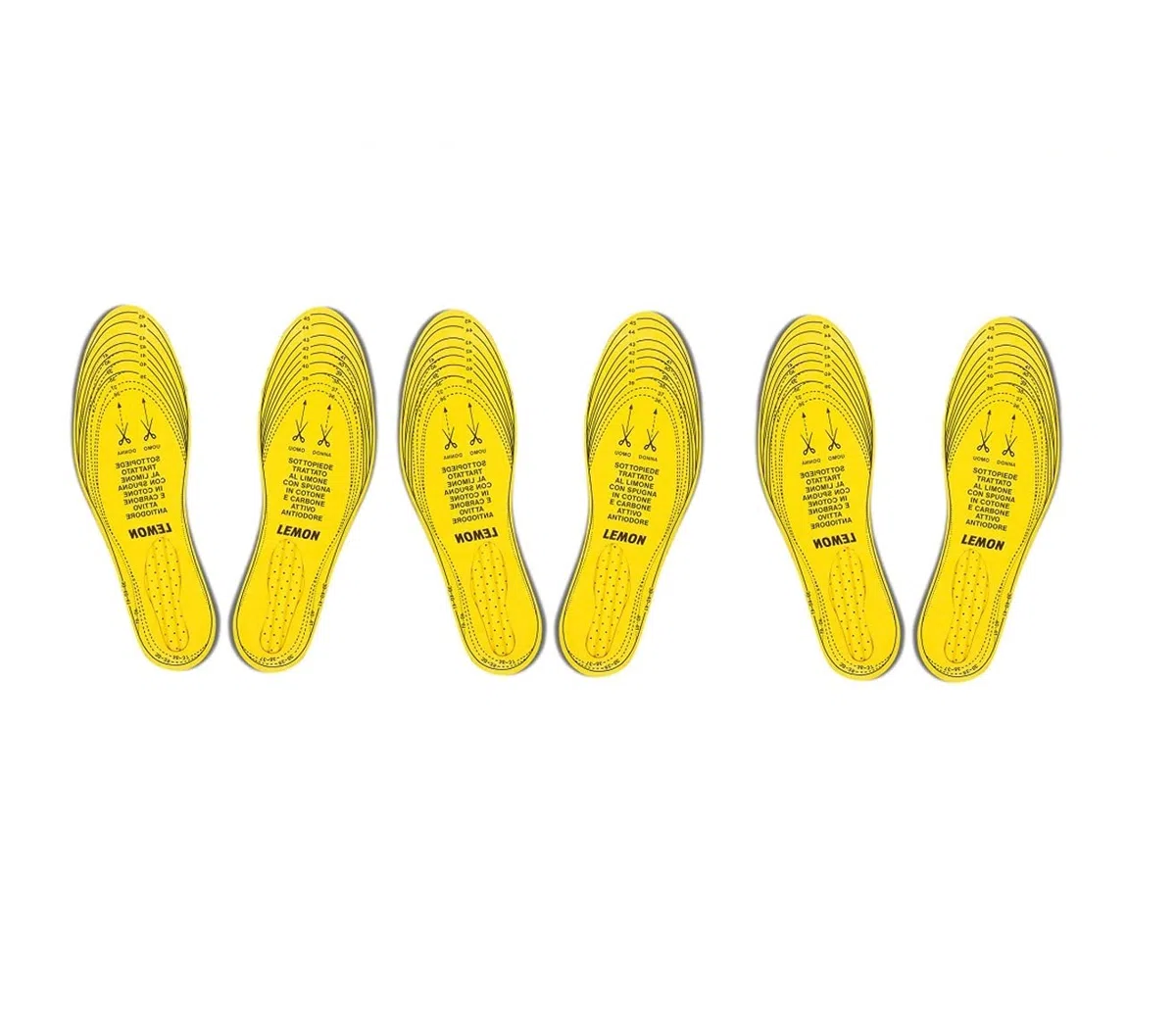 Jumbo Lot de 3 paires de semelles universelles Lemon anti-odeurs Taille 35-46