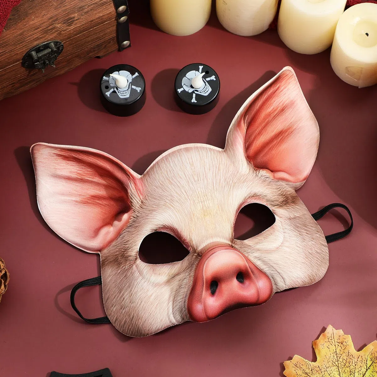 Masque de Cochon Halloween 1 Pièce Demi-masque Animal Effrayant pour Fête Costumée et Bal Masqué, Accessoire Cosplay Réaliste Unisexe pour Soirée Déguisement et Photo
