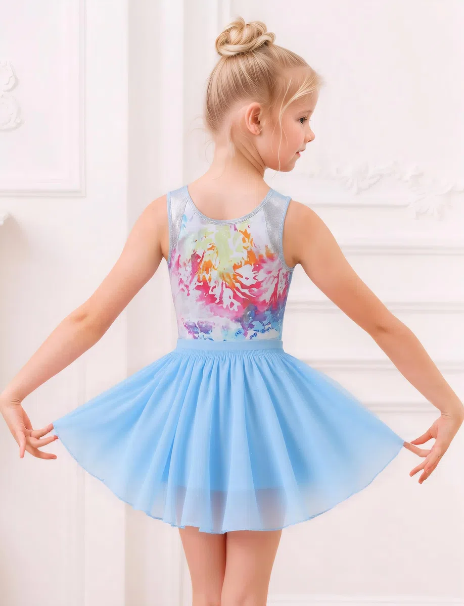 Justaucorps de gymnastique 3 pièces pour fille - Sans manches - Strass brillants - Combinaison avec jupe amovible