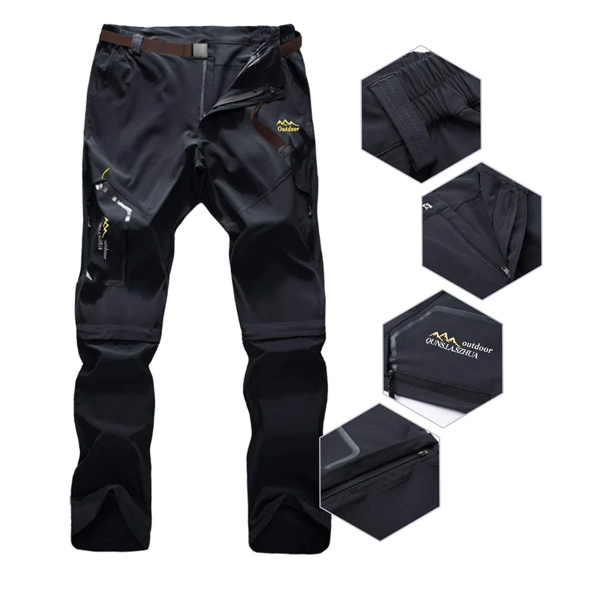 Pantalon de randonnée convertible à séchage rapide pour homme - Respirant et léger - Pantalon d'escalade décontracté