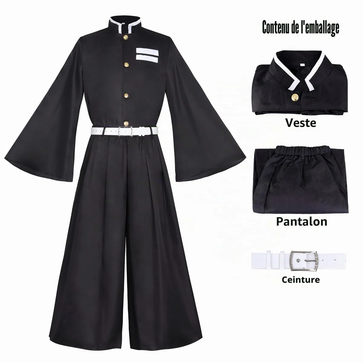 Demon Slayer Cosplay Costume Kimono Robe Costume avec ceinture Set plein uniforme costume de Noël Fans cadeau