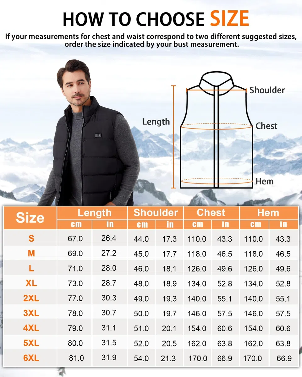 Gilet chauffant d'extérieur pour homme : gilet chauffant USB léger avec bloc de piles, gilet électrique d'hiver lavable, 15 zones de chauffage, veste chauffante chaude pour randonnée, ski