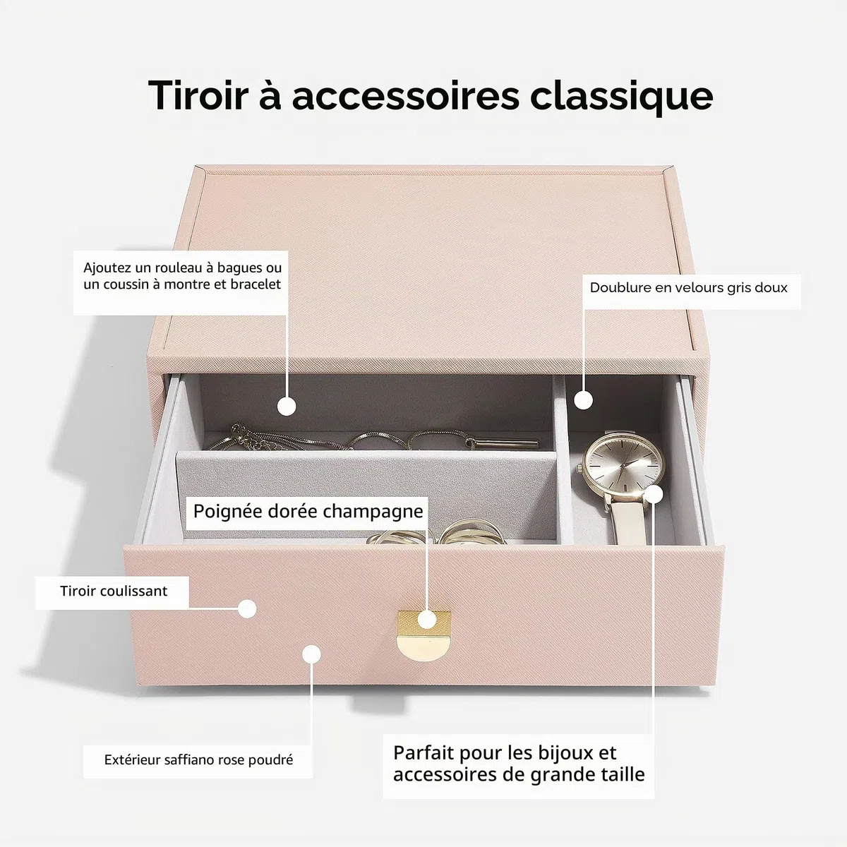 Stackers Blush Classic Jewellery Box - Set of 2 (with drawers)