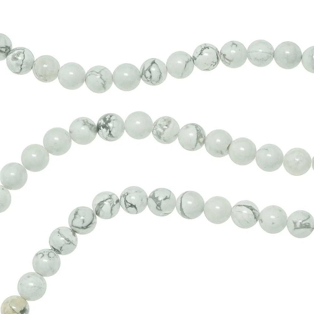 Naturosphère - Bijoux naturels C16 - Collier en howlite - Perles rondes 6 mm - 60 cm