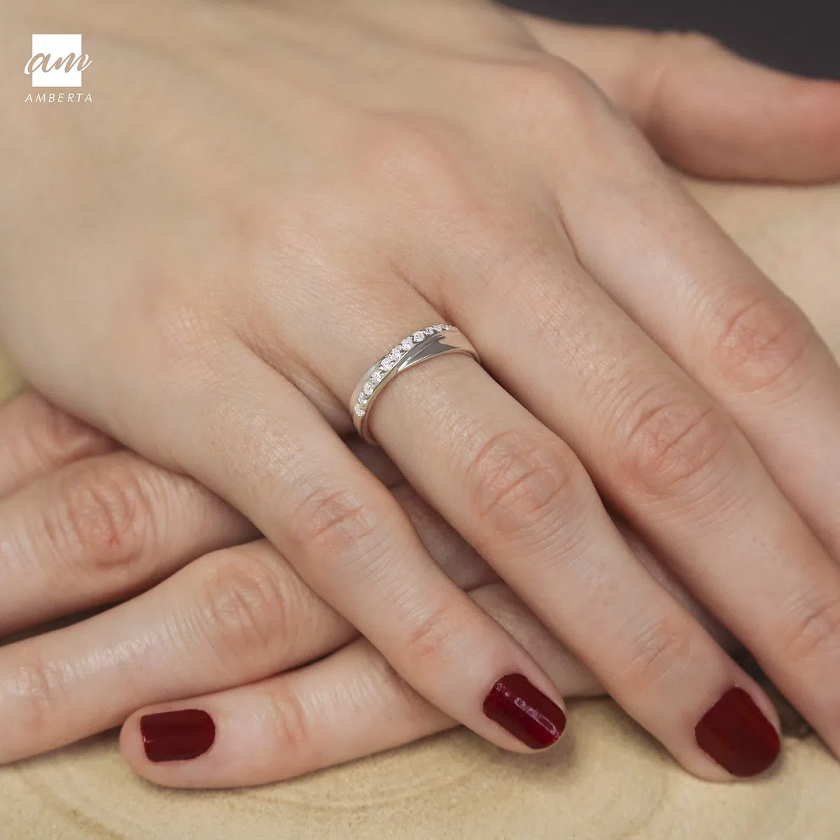 Amberta Bague en Argent 925 avec Pavé de Zirconium pour Femmes