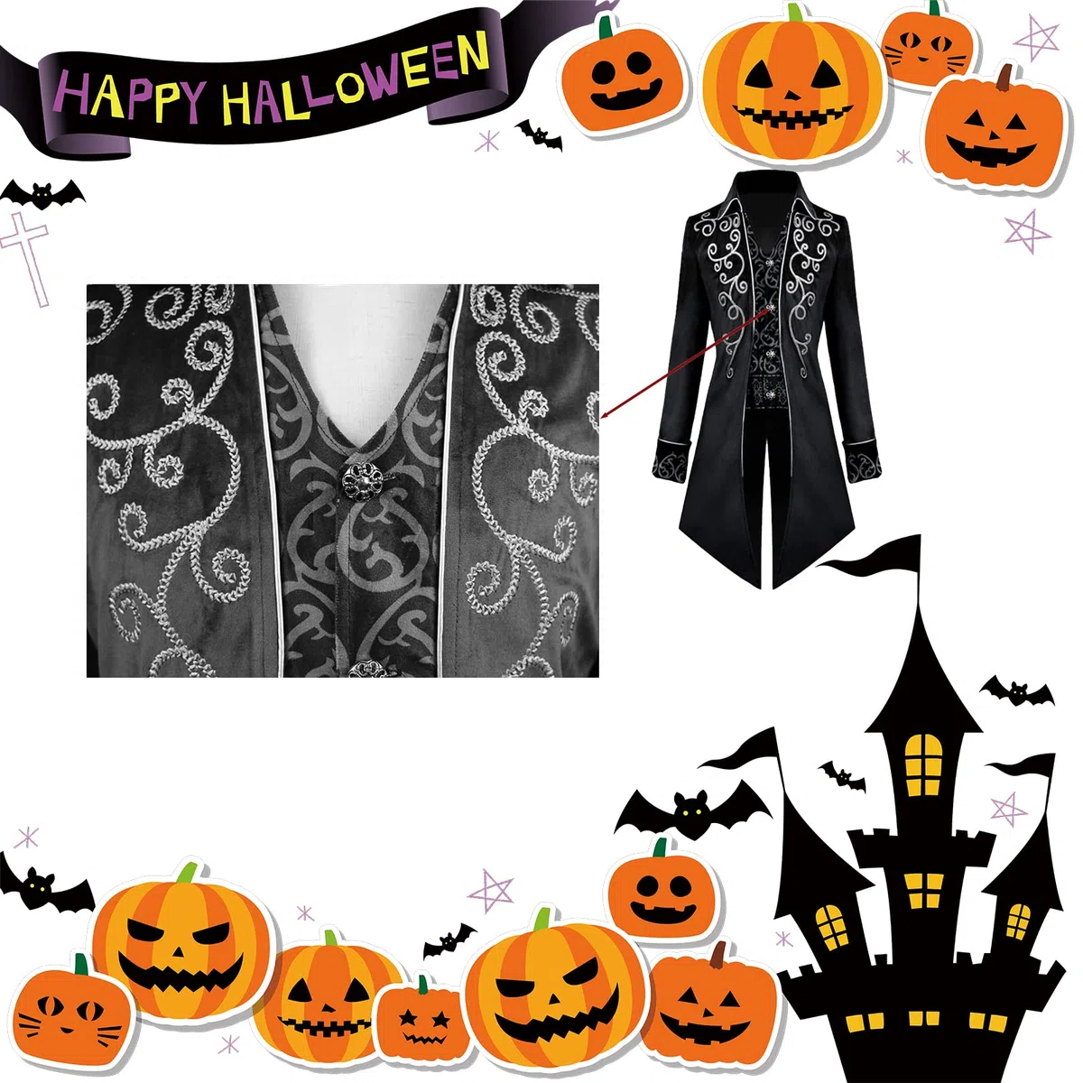 Costume Steampunk pour homme, costume d'Halloween pour homme, manteau vintage steampunk pour homme